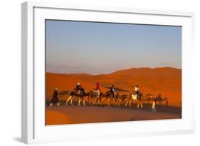 Tourists on Camel Safari, Sahara Desert, Merzouga, Morocco, North Africa, Africa-Doug Pearson-Framed Photographic Print