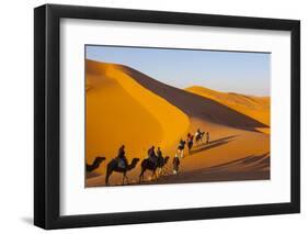 Tourists on Camel Safari, Sahara Desert, Merzouga, Morocco, North Africa, Africa-Doug Pearson-Framed Photographic Print