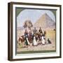 Tourists on Camels at Gizeh, the Sphinx and a Pyramid Behind Them-null-Framed Photographic Print