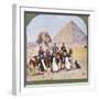 Tourists on Camels at Gizeh, the Sphinx and a Pyramid Behind Them-null-Framed Photographic Print