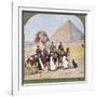 Tourists on Camels at Gizeh, the Sphinx and a Pyramid Behind Them-null-Framed Photographic Print