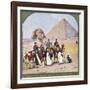 Tourists on Camels at Gizeh, the Sphinx and a Pyramid Behind Them-null-Framed Photographic Print