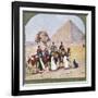 Tourists on Camels at Gizeh, the Sphinx and a Pyramid Behind Them-null-Framed Photographic Print