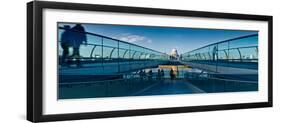 Tourists on London Millennium Footbridge, St. Paul's Cathedral, Thames River, London, England-null-Framed Photographic Print