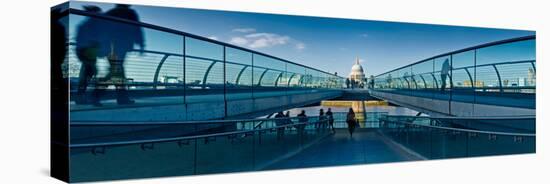 Tourists on London Millennium Footbridge, St. Paul's Cathedral, Thames River, London, England-null-Stretched Canvas