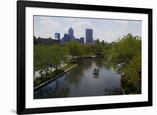 Tourists on Paddleboat in a Lake, Indianapolis, Marion County, Indiana, USA-null-Framed Photographic Print