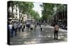 Tourists on Promenade, Rambla De Canaletes, Barcelona, Catalonia, Spain-Jeremy Bright-Stretched Canvas