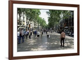 Tourists on Promenade, Rambla De Canaletes, Barcelona, Catalonia, Spain-Jeremy Bright-Framed Photographic Print