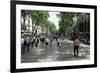 Tourists on Promenade, Rambla De Canaletes, Barcelona, Catalonia, Spain-Jeremy Bright-Framed Photographic Print