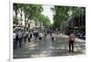 Tourists on Promenade, Rambla De Canaletes, Barcelona, Catalonia, Spain-Jeremy Bright-Framed Photographic Print