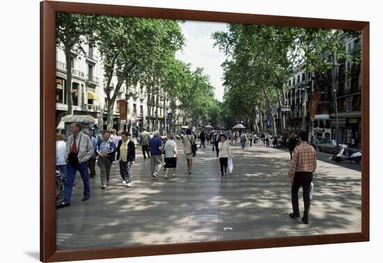 Tourists on Promenade, Rambla De Canaletes, Barcelona, Catalonia, Spain-Jeremy Bright-Framed Photographic Print