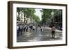 Tourists on Promenade, Rambla De Canaletes, Barcelona, Catalonia, Spain-Jeremy Bright-Framed Photographic Print