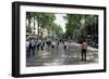 Tourists on Promenade, Rambla De Canaletes, Barcelona, Catalonia, Spain-Jeremy Bright-Framed Photographic Print