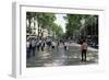 Tourists on Promenade, Rambla De Canaletes, Barcelona, Catalonia, Spain-Jeremy Bright-Framed Photographic Print