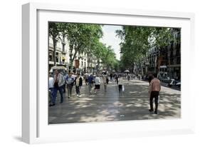 Tourists on Promenade, Rambla De Canaletes, Barcelona, Catalonia, Spain-Jeremy Bright-Framed Photographic Print