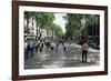 Tourists on Promenade, Rambla De Canaletes, Barcelona, Catalonia, Spain-Jeremy Bright-Framed Photographic Print