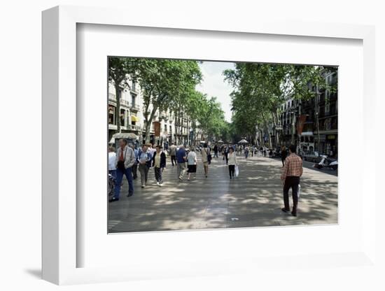 Tourists on Promenade, Rambla De Canaletes, Barcelona, Catalonia, Spain-Jeremy Bright-Framed Photographic Print