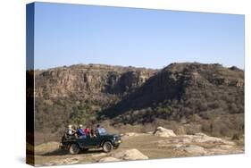 Tourists on Safari in Open Jeep, Ranthambore National Park, Rajasthan, India, Asia-Peter Barritt-Stretched Canvas