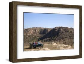 Tourists on Safari in Open Jeep, Ranthambore National Park, Rajasthan, India, Asia-Peter Barritt-Framed Photographic Print