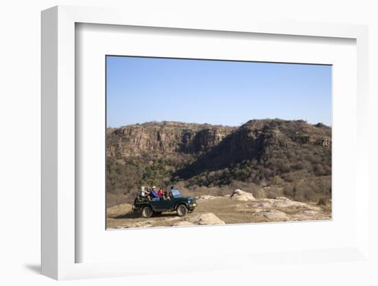 Tourists on Safari in Open Jeep, Ranthambore National Park, Rajasthan, India, Asia-Peter Barritt-Framed Photographic Print