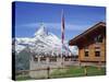 Tourists on the Balcony of the Restaurant at Sunnegga Looking at the Matterhorn in Switzerland-Rainford Roy-Stretched Canvas