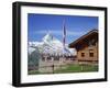 Tourists on the Balcony of the Restaurant at Sunnegga Looking at the Matterhorn in Switzerland-Rainford Roy-Framed Photographic Print