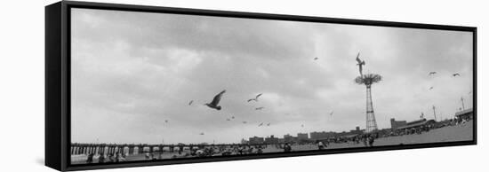 Tourists on the Beach, Coney Island, Brooklyn, New York City, New York State, USA-null-Framed Stretched Canvas