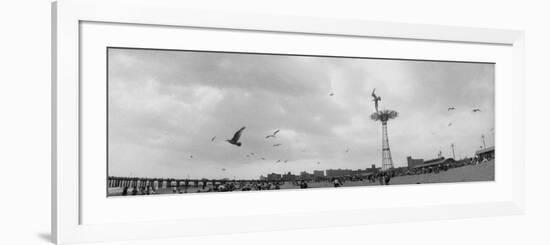 Tourists on the Beach, Coney Island, Brooklyn, New York City, New York State, USA-null-Framed Photographic Print