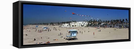 Tourists on the Beach, Huntington Beach, Orange County, California, USA-null-Framed Stretched Canvas