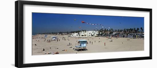 Tourists on the Beach, Huntington Beach, Orange County, California, USA-null-Framed Photographic Print