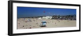 Tourists on the Beach, Huntington Beach, Orange County, California, USA-null-Framed Photographic Print