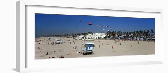 Tourists on the Beach, Huntington Beach, Orange County, California, USA-null-Framed Photographic Print