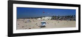 Tourists on the Beach, Huntington Beach, Orange County, California, USA-null-Framed Photographic Print