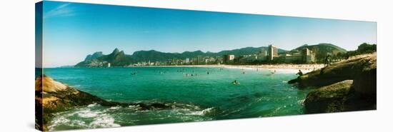 Tourists on the Beach, Ipanema Beach, Rio De Janeiro, Brazil-null-Stretched Canvas