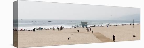 Tourists on the Beach, Santa Monica Beach, Santa Monica, California, USA-null-Stretched Canvas