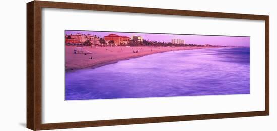 Tourists on the beach, Santa Monica State Beach, Santa Monica, California, USA-Panoramic Images-Framed Photographic Print