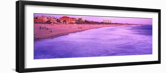 Tourists on the beach, Santa Monica State Beach, Santa Monica, California, USA-Panoramic Images-Framed Photographic Print