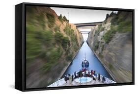 Tourists on the Bow of a Small Cruise Ship Being Pulled by a Tug-Eleanor-Framed Stretched Canvas