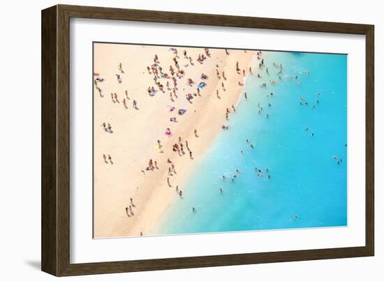 Tourists on the Sand Beach of Navagio Zakynthos Greece.-Calin Stan-Framed Photographic Print