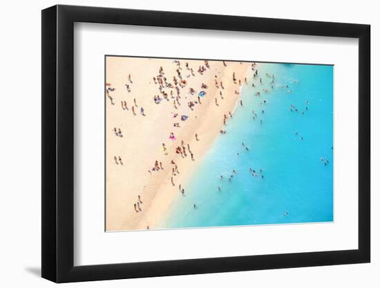 Tourists on the Sand Beach of Navagio Zakynthos Greece.-Calin Stan-Framed Premium Photographic Print