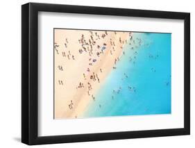 Tourists on the Sand Beach of Navagio Zakynthos Greece.-Calin Stan-Framed Premium Photographic Print