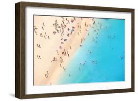 Tourists on the Sand Beach of Navagio Zakynthos Greece.-Calin Stan-Framed Photographic Print