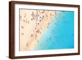 Tourists on the Sand Beach of Navagio Zakynthos Greece.-Calin Stan-Framed Photographic Print