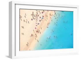 Tourists on the Sand Beach of Navagio Zakynthos Greece.-Calin Stan-Framed Photographic Print