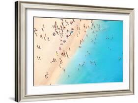 Tourists on the Sand Beach of Navagio Zakynthos Greece.-Calin Stan-Framed Photographic Print