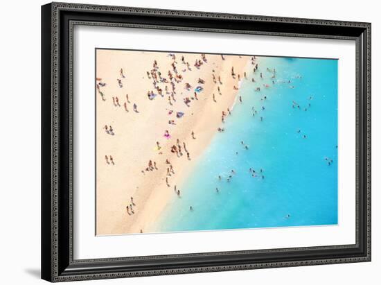 Tourists on the Sand Beach of Navagio Zakynthos Greece.-Calin Stan-Framed Photographic Print