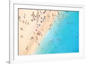 Tourists on the Sand Beach of Navagio Zakynthos Greece.-Calin Stan-Framed Photographic Print