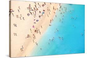 Tourists on the Sand Beach of Navagio Zakynthos Greece.-Calin Stan-Stretched Canvas