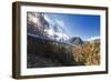 Tourists on the suspension bridge called Highline 179 framed by colorful woods in autumn, Ehrenberg-Roberto Moiola-Framed Photographic Print