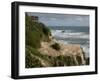 Tourists on viewing platform looking at gannet bird colony, Muriwai Beach, Auckland, North Islan...-null-Framed Photographic Print